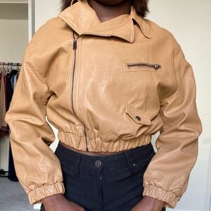Fashion Nova Tan Bomber Jacket